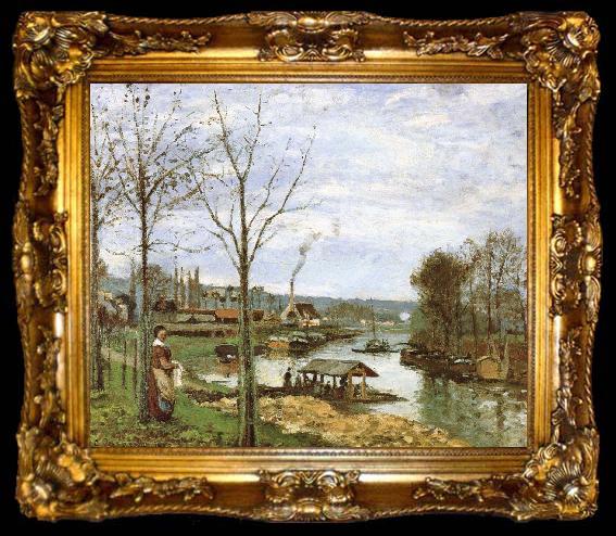 framed  Camille Pissarro Seine River Edge, ta009-2